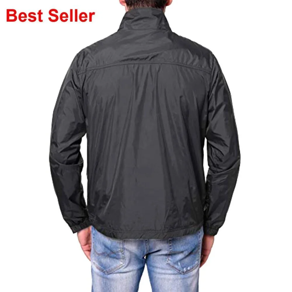 Lightweight Packable Windbreaker Jacket, Windproof Water-Resistant